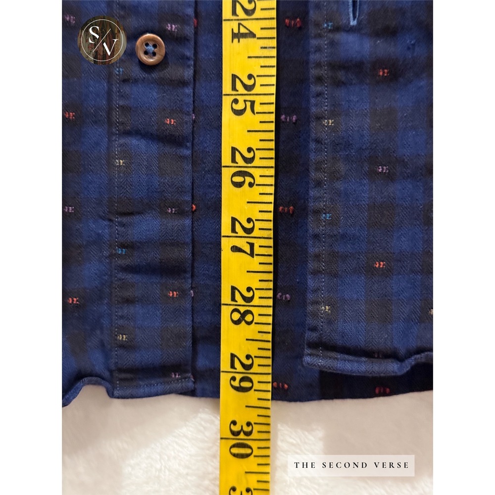 Massimo Dutti Mens Navy Black Navy Check Embroidered Tessuto Italiano Shirt L - Picture 6 of 7